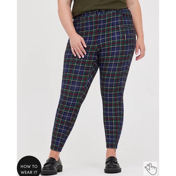 NWT TORRID Zip Skinny Pant - Luxe Ponte Tartan Plaid - Picture 2 of 6